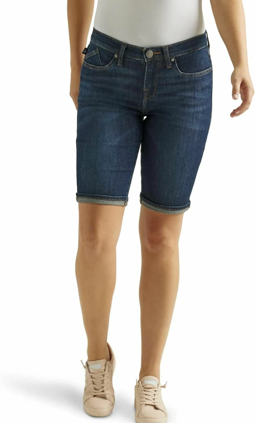 Rock & Republic Women's High-Waisted Bermuda Denim Shorts | Stretch Comfort Fit | Classic Blue Jeans