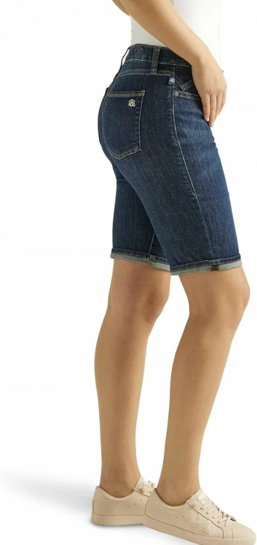 Rock & Republic Women's High-Waisted Bermuda Denim Shorts | Stretch Comfort Fit | Classic Blue Jeans