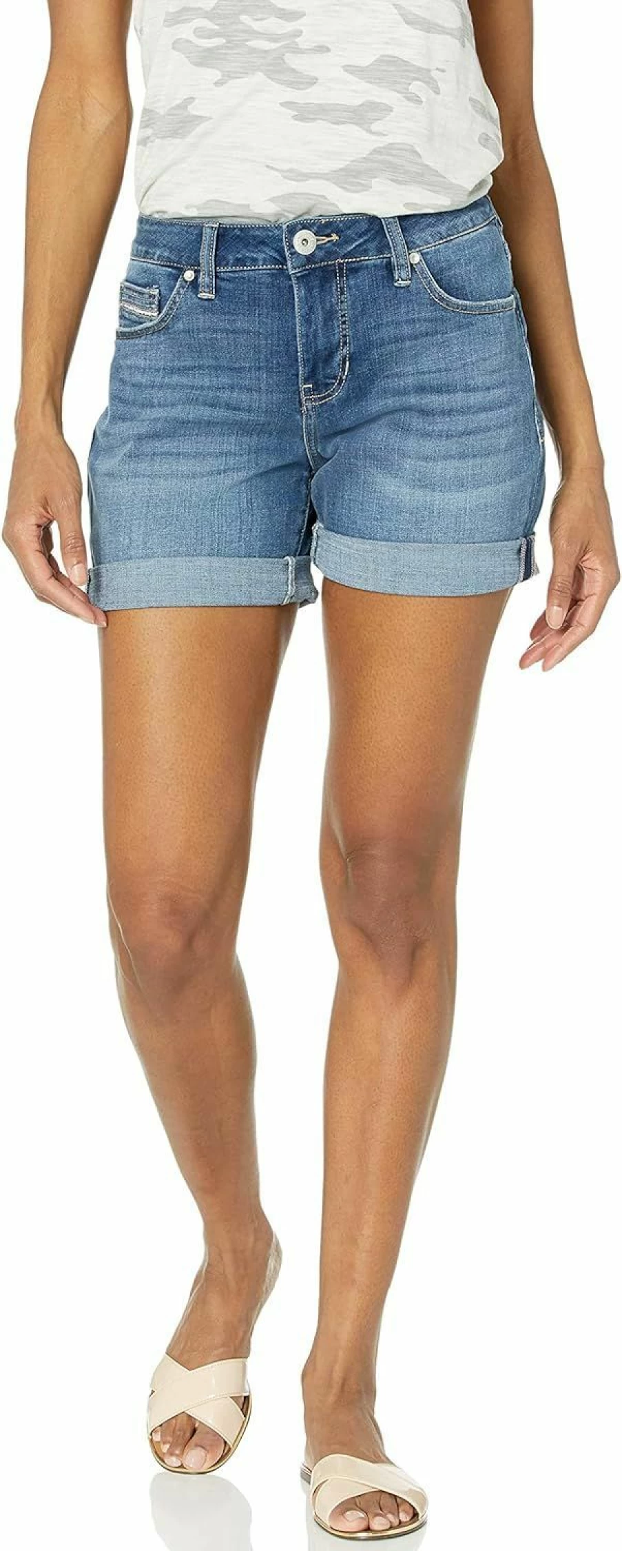 Jag Jeans Women's Alex Mid Rise Boyfriend Denim Shorts - Relaxed Fit Distressed Style