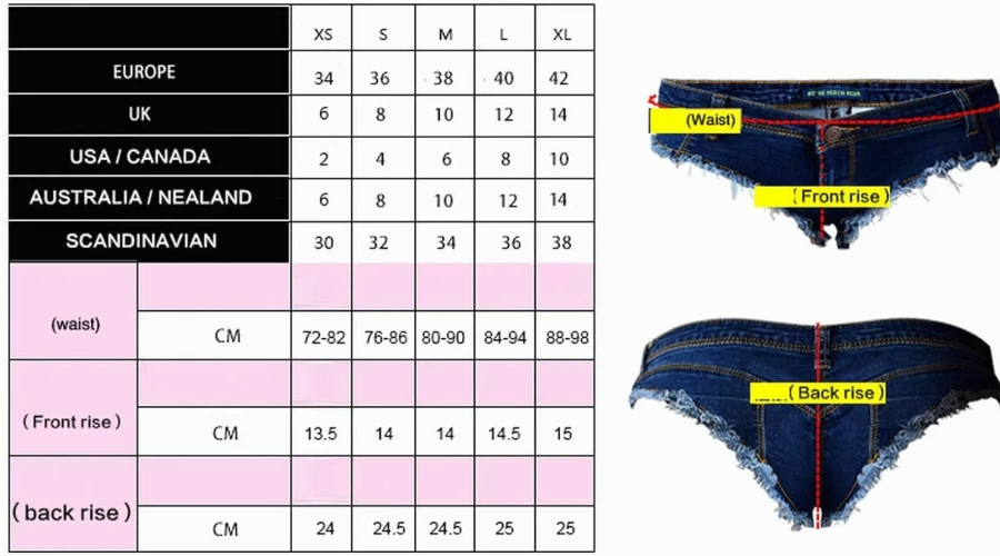 Faringoto Women's Low Rise Stretch Denim Briefs - Sexy Bra Chain Hot Pants for Party & Night Out