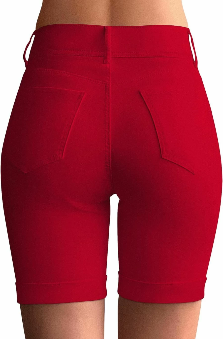 Roswear Women's High-Waisted Skinny Bermuda Shorts - Stretchy Denim for Butt Lifting Comfort