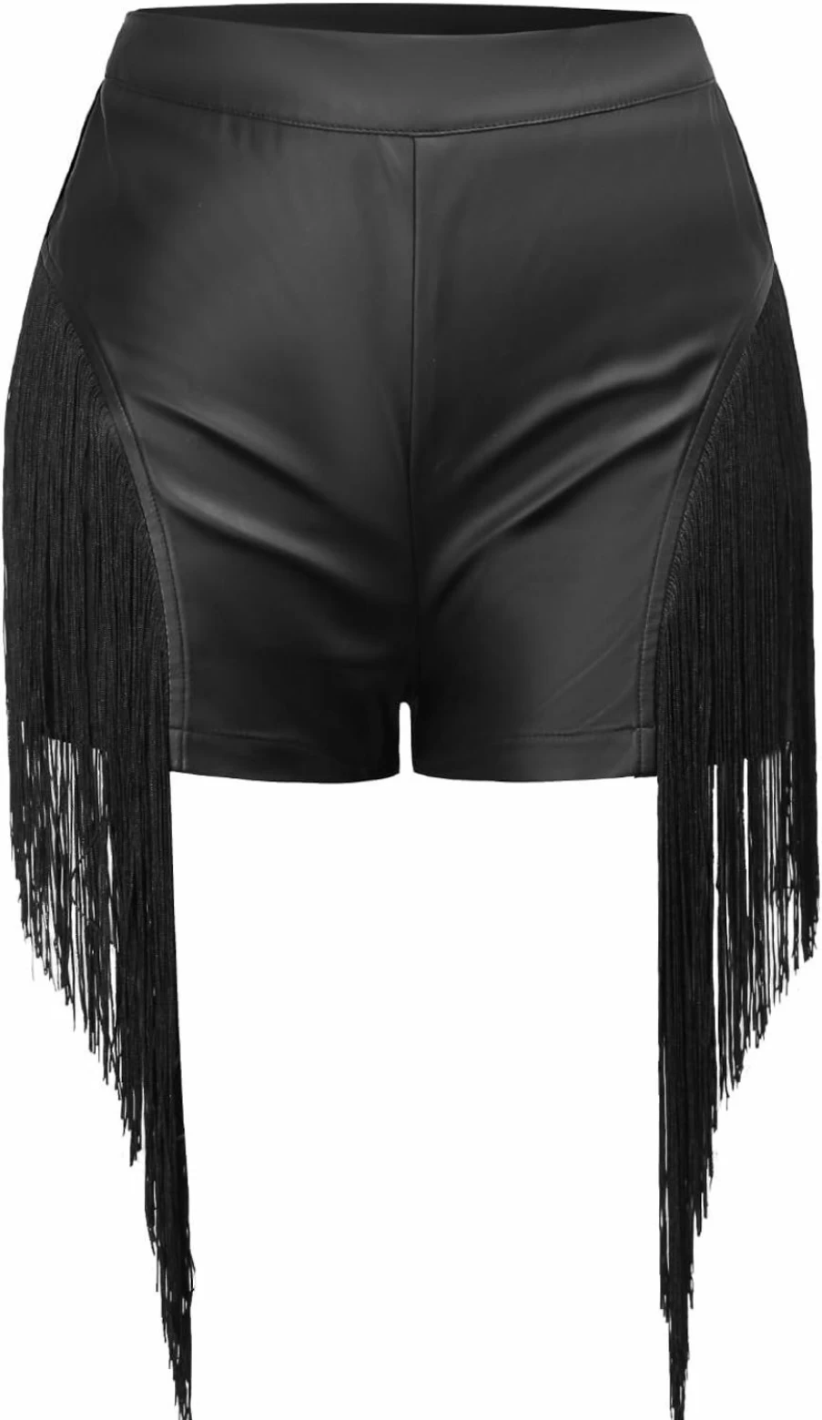 RAMISU Women's High Waisted Faux Leather Shorts with Tassels - Sexy Casual Club Wear Fringe Shorts for Women