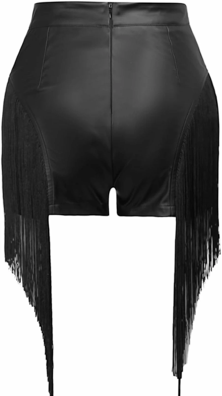 RAMISU Women's High Waisted Faux Leather Shorts with Tassels - Sexy Casual Club Wear Fringe Shorts for Women