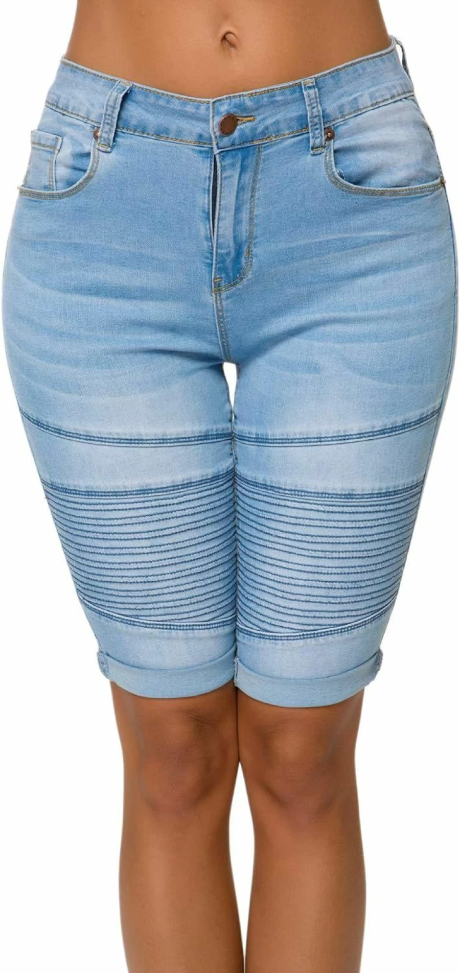 Olrain Women's Distressed High Waist Ripped Denim Shorts - Washed Blue Vintage Style