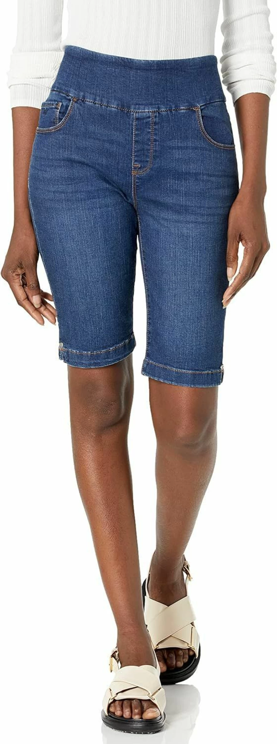 Gloria Vanderbilt Women's Amanda High-Waisted Pull-On Bermuda Shorts with Pockets