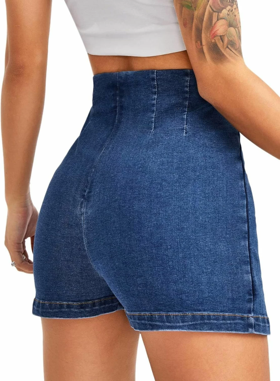 Floerns Women's High Waist Denim Skorts – Casual Split Hem Skirt Shorts for Comfort & Style