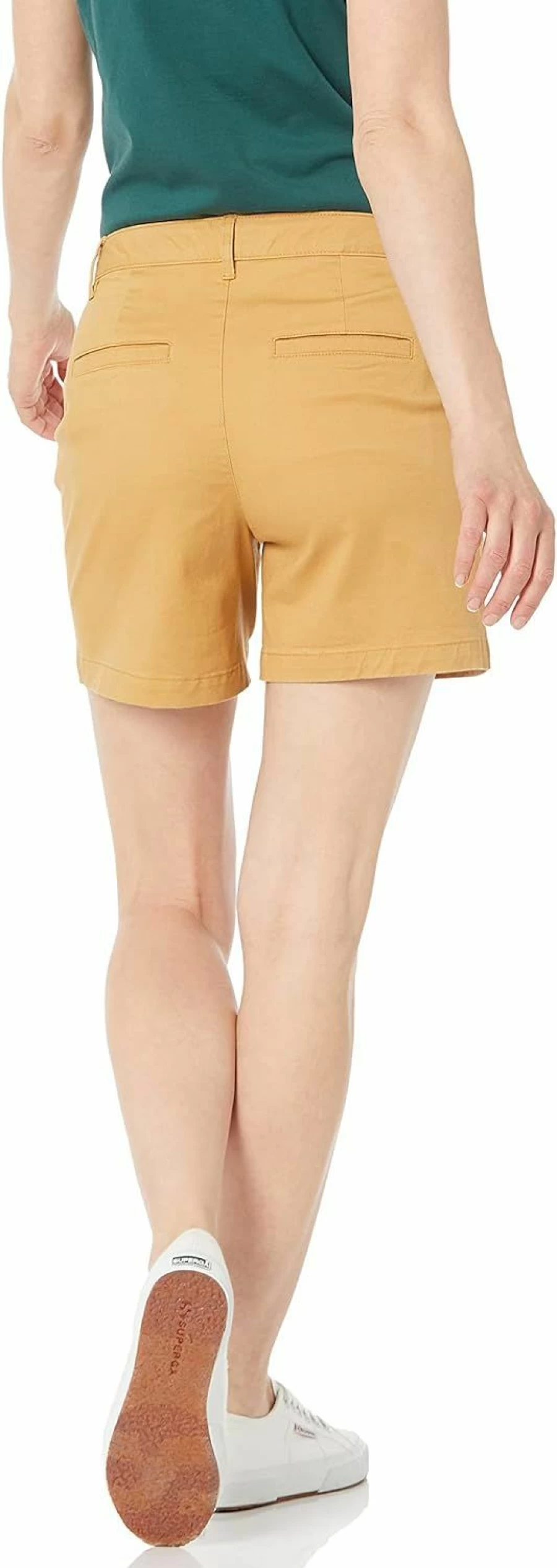 Amazon Essentials Women's Khaki Shorts - Mid-Rise Slim Fit 5" Inseam (Straight & Curvy Options)