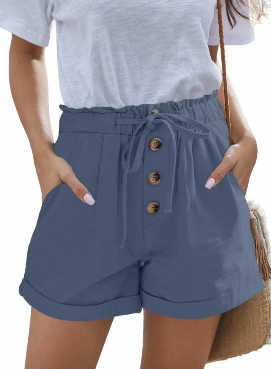 FEKOAFE Women's High Waist Cotton Shorts 2024 Summer Comfortable Drawstring Casual Shorts Trendy S-2XL