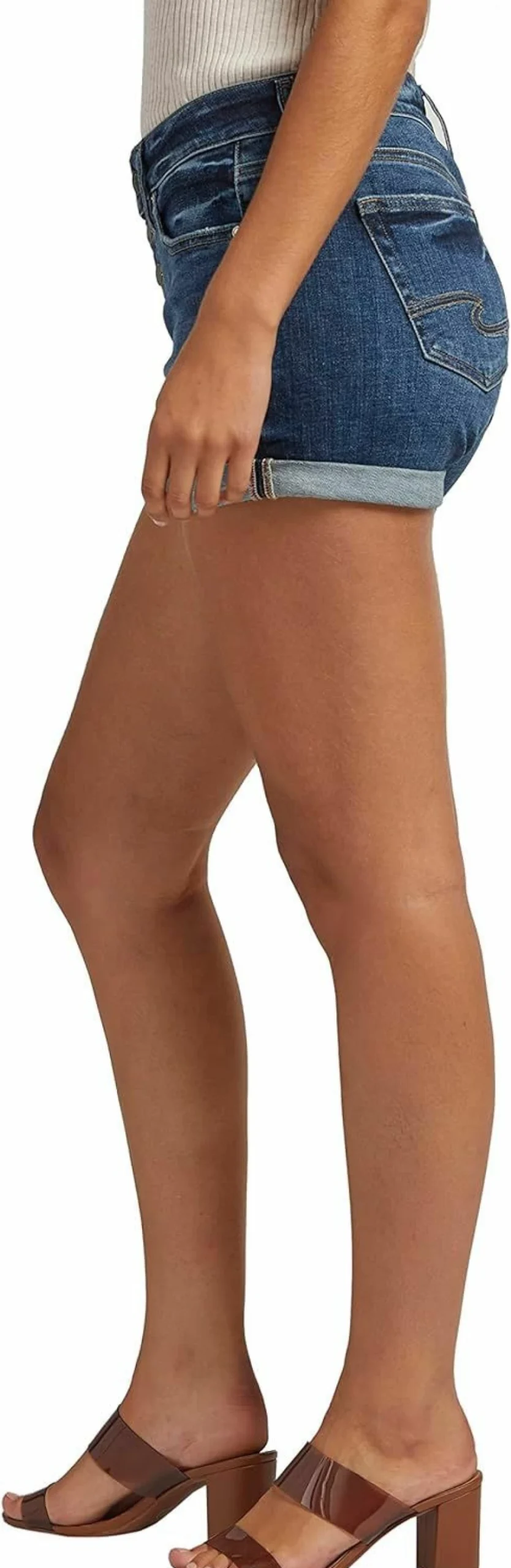 Silver Jeans Co. Women's Suki Mid Rise Curvy Fit Denim Shorts - Comfortable & Stylette