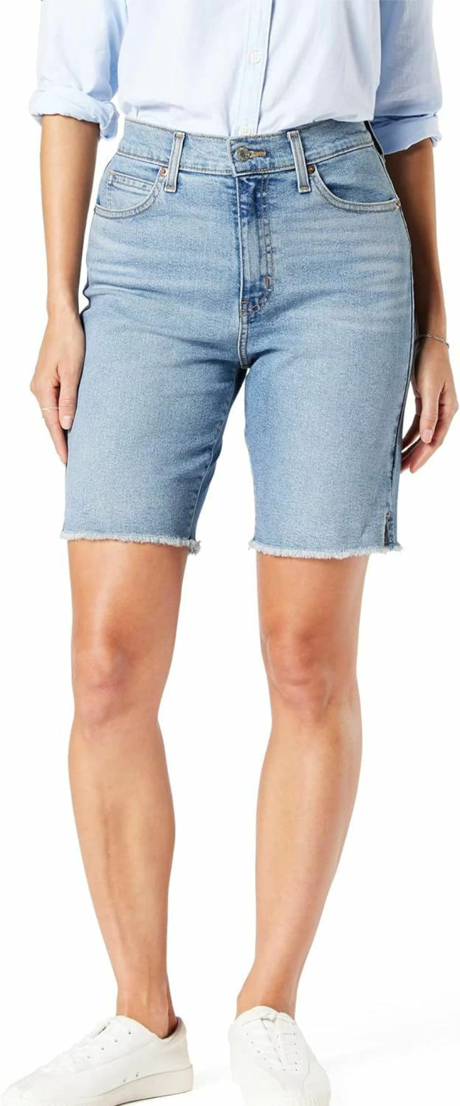 Signature by Levi Strauss & Co. Gold Label Women's High Rise Bermuda Shorts 9" Inch - Plus Size Heritage Denim Shorts