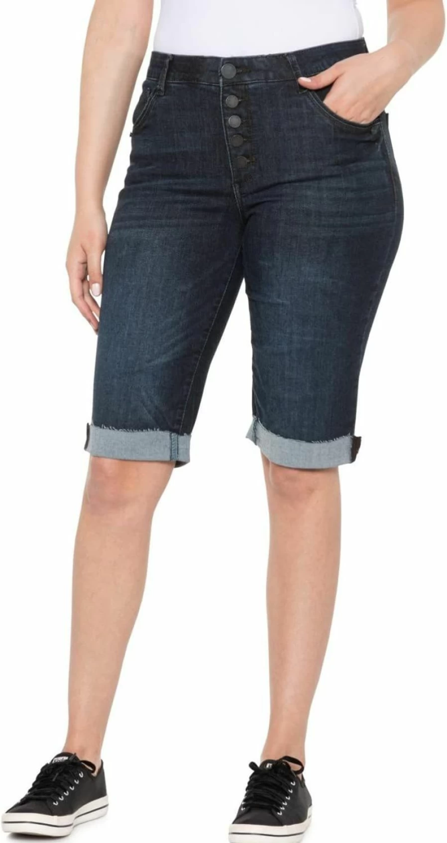 Democracy Women's High-Waisted Bermuda Shorts 13" Ab Solution Comfort Fit Casual Summer Shorts