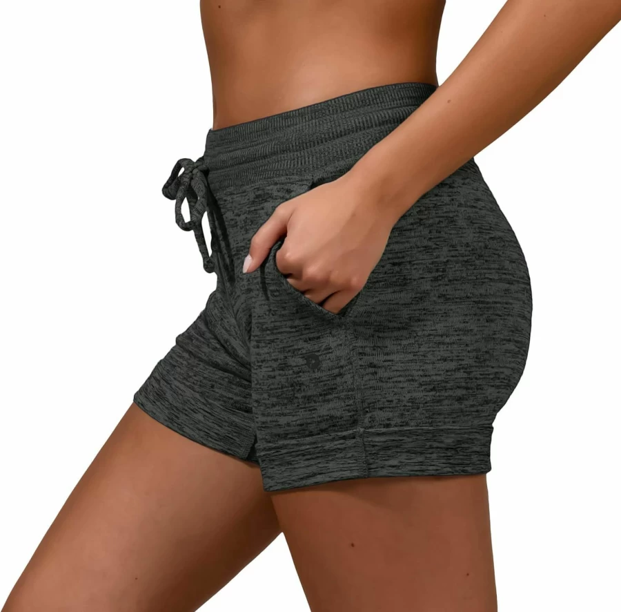 90 Degree By Reflex Women's Soft Active Lounge Shorts with Pockets & Drawstring - Comfortable Stretchy Workout Yoga Shorts