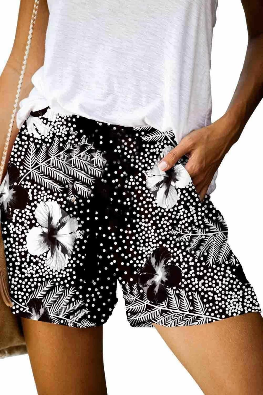 QUEEN PLUS Women's Casual Shorts with Elastic Waist, Drawstring & Pockets - Comfortable Summer Short Pants