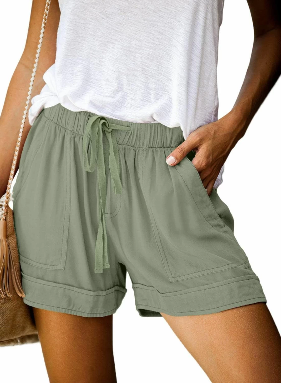Acelitt Women's Comfortable Casual Shorts with Elastic Waist, Drawstring & Pockets - Sizes S to 3XL