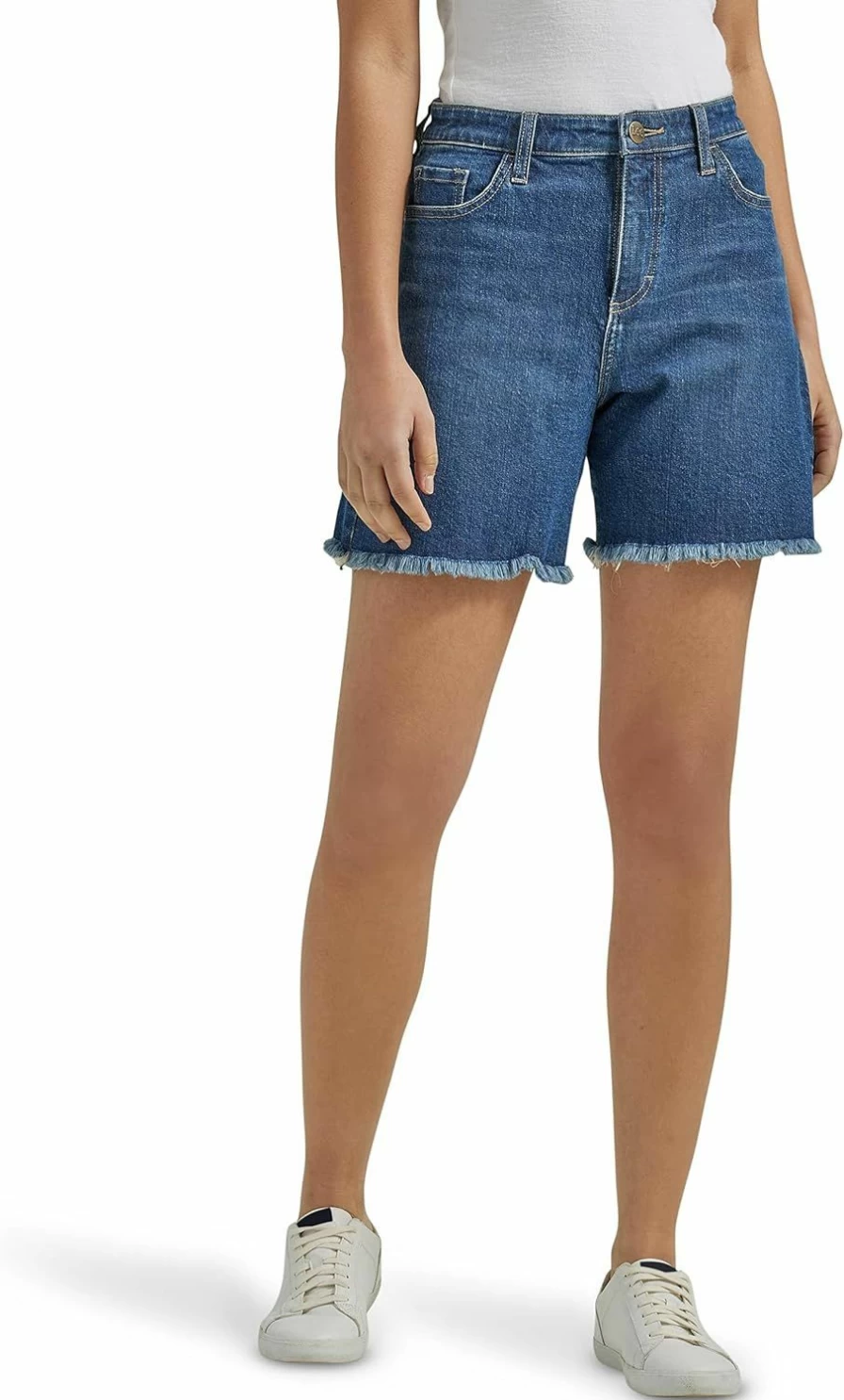 Lee Women's Classic Mid-Rise Boyfriend Denim Shorts - Relaxed Fit Comfort Jeans