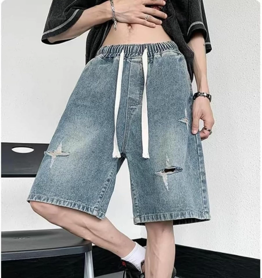 Ponitrack Y2K Baggy Denim Shorts for Women - Vintage Patchwork Jorts with Wide Leg Casual Comfort