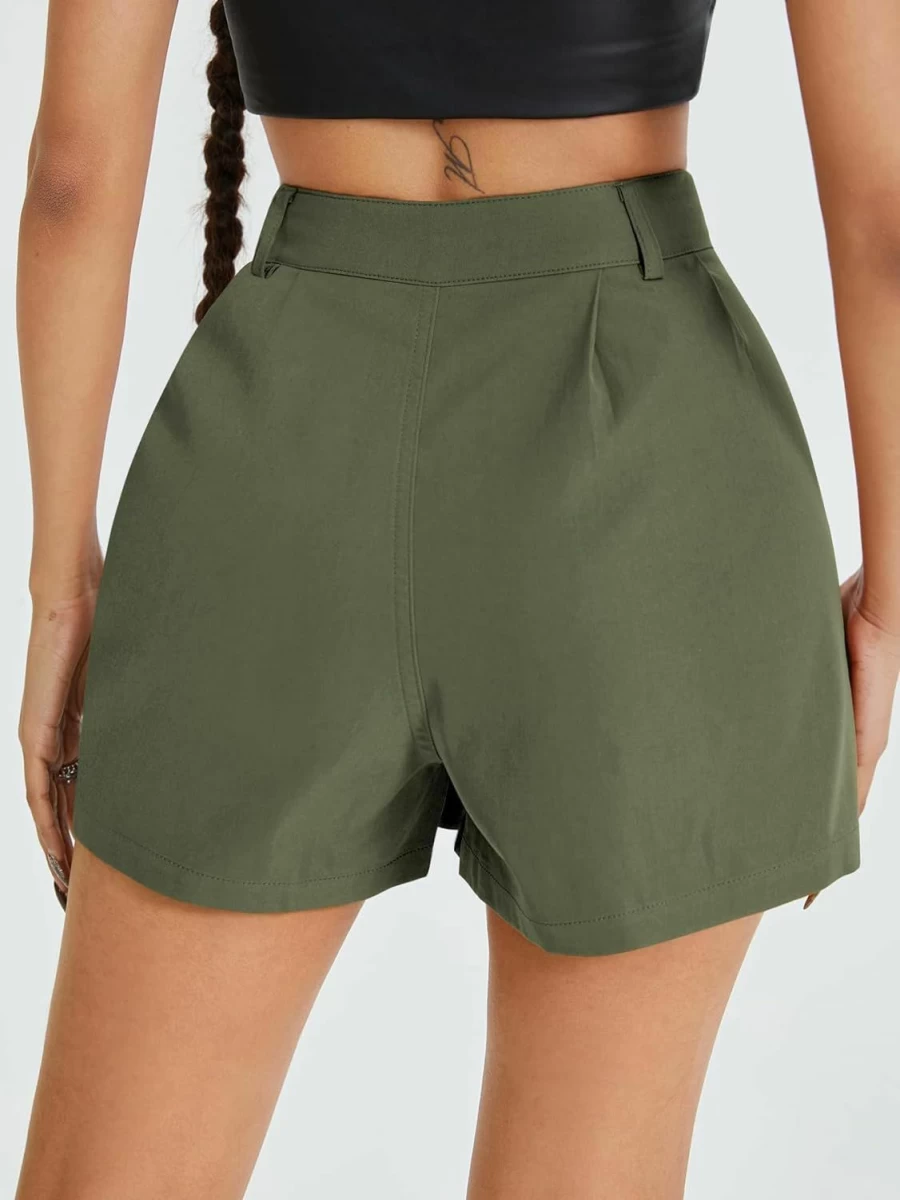 Floerns Women's High Waist Casual Wide Leg Shorts with Pockets - Comfortable Solid Color Summer Shorts