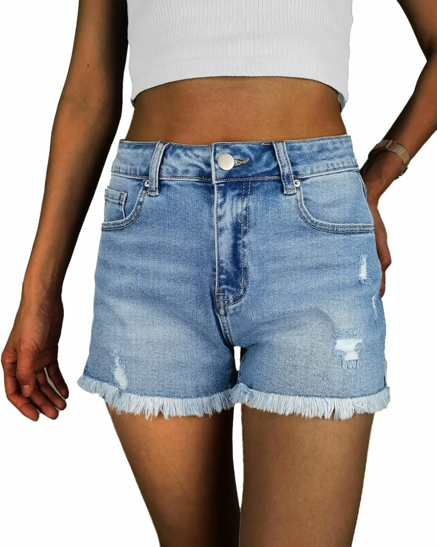VAYEAH Women's High Waisted Ripped Denim Shorts - Distressed Jean Shorts for Women